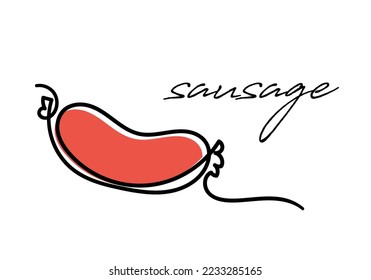 continuous line of sausages. one-line pattern sausage. sausage abstract line art
