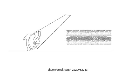 continuous line saw. single line drawing of carpentry tools isolated on white background