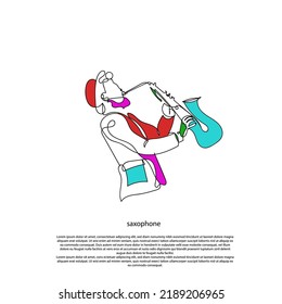 continuous line of saxophonist. line art of saxophonist.