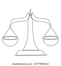 
continuous line scales with flat style. Libra vector illustration on isolated background. Mass comparison sign business concept.