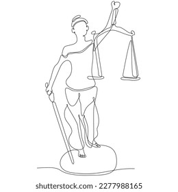 
continuous line scales with flat style. Libra vector illustration on isolated background. Mass comparison sign business concept.