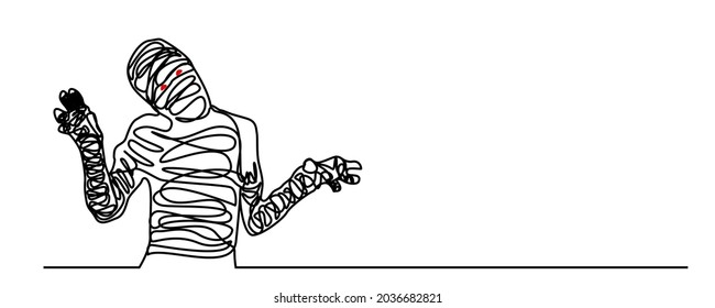 continuous line Scary mummy on Halloween
