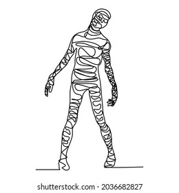 continuous line Scary mummy on Halloween
