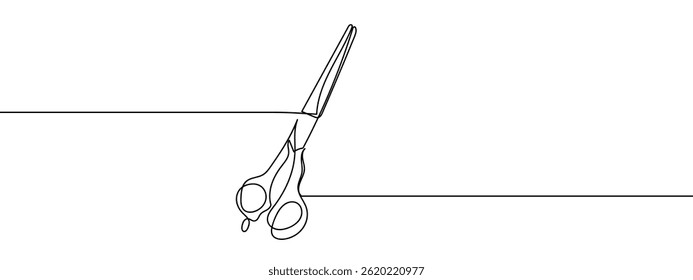 Linha contínua, tesoura, artigos domésticos Linhas simples, fundo transparente.