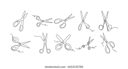 Continuous Line Scissors Vector Collection