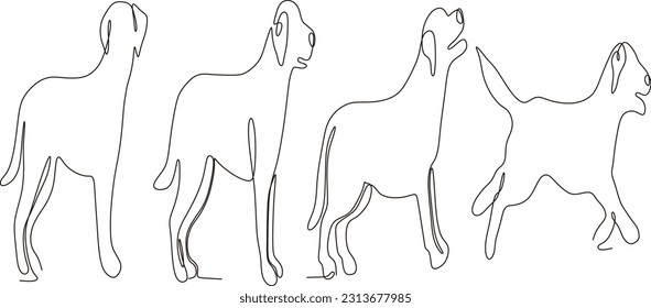 continuous line set of ajning animals