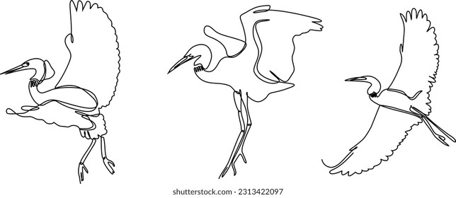  continuous line set of birds