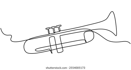 continuous line sexophone.orchestral music equipment one line drawing.single line vector illustration.isolated white background, Saxophone Continuous Line Icon, Saxophone.