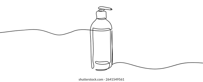 continuous line shampoo bottle Hand drawn vector art lines on transparent background.