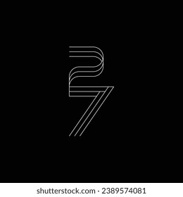 Continuous line shaped into number 27
