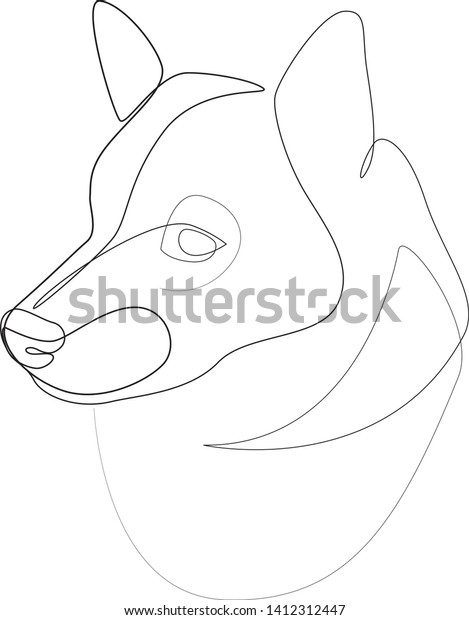 Continuous Line Shiba Inu Single Line Stock Vector (Royalty Free ...