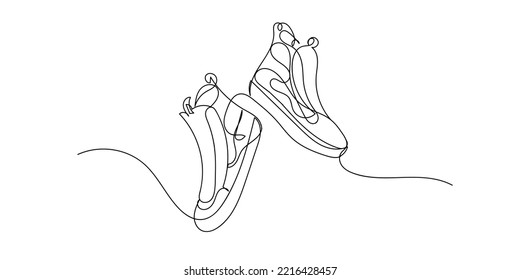 continuous line of shoes.one line drawing of shoes on a white background.simple line art of shoes