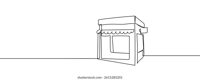 Continuous line, shop, online shopping vector illustration with transparent background.
