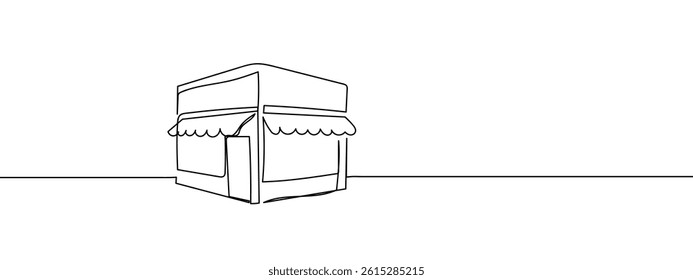 Continuous line, shop, online shopping vector illustration with transparent background.