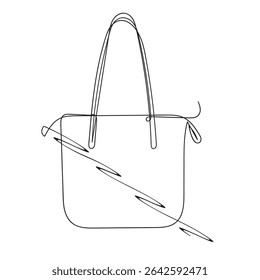 continuous line Shopping bag icon vector. shopping sign and symbol