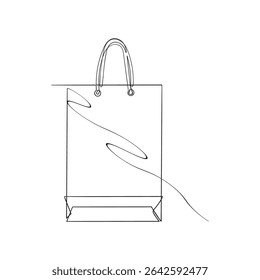 continuous line Shopping bag icon vector. shopping sign and symbol