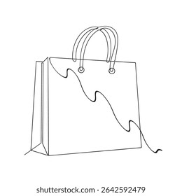 continuous line Shopping bag icon vector. shopping sign and symbol