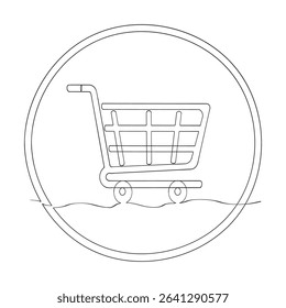  continuous line Shopping cart icon for apps and websites