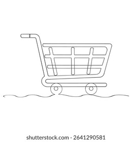  continuous line Shopping cart icon for apps and websites