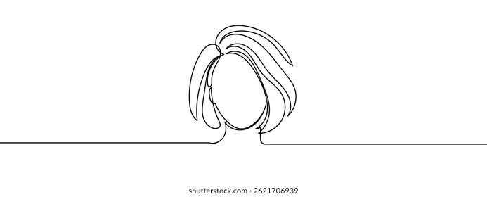 Continuous line, short hair for women Simple lines, transparent background.