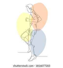 Continuous line side of man warming up before work out vector