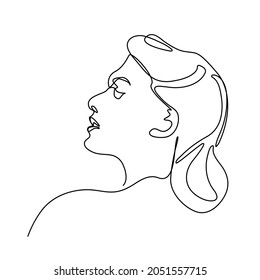 continuous line side view of a beautiful woman nude
