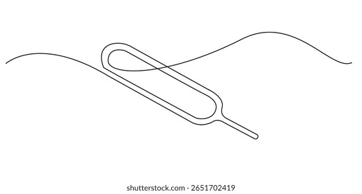 linha contínua do pino ejetor do cartão SIM.imagem vetorial de uma linha de agulha para remover o cartão SIM.equipamento de telefone celular
