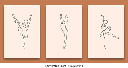 Línea continua Dibujo de arte vectorial de bailarín de ballet simple