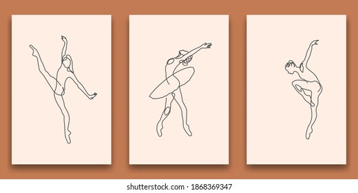 Línea continua Dibujo de arte vectorial de bailarín de ballet simple