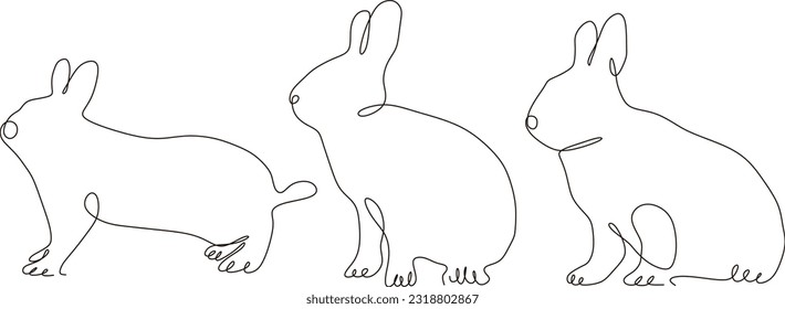 continuous line simple simple bunny set