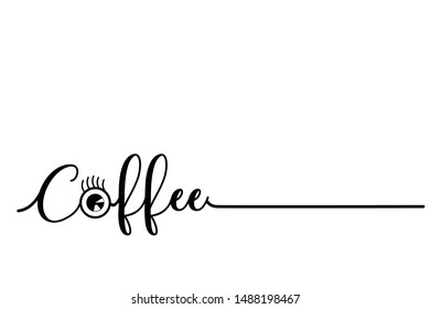 Continuous line of simple coffee text