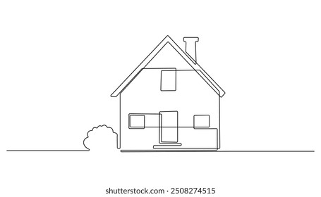 linha contínua simples house.one desenho de linha de habitação,imobiliário,propriedade.linha única ilustração vetor.fundo branco isolado