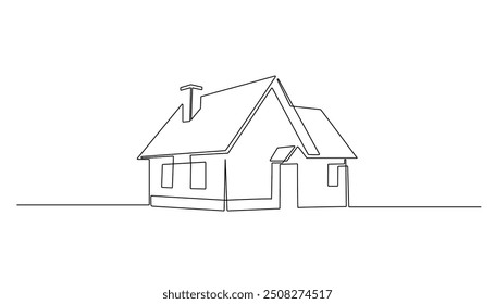 continuous line simple house.one line drawing of housing,real estate,property.single line vector illustration.isolated white background