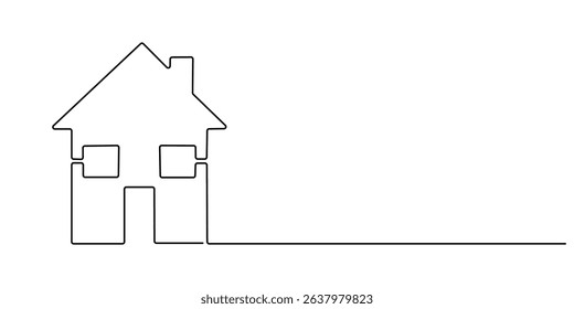 continuous line simple house.one line drawing of housing, real estate, property. single line vector illustration. isolated white background, Continuous thin line home vector illustration, minimalist