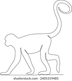 continuous line of simple monkeys standing
