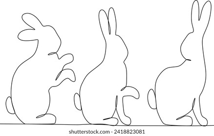 continuous line simple simple rabbit set