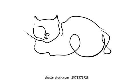 Continuous line.The simplified cat.