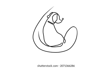 Continuous line.The simplified dog.