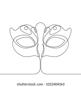 Continuous line single hand drawn carnival mask