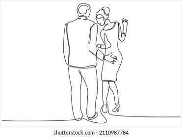 

Continuous Line Of Situations Of Harassment And Sexual Harassment, Violence And Intimidation Between Men And Women In The Workplace In The Office And On The Street. Continuous Line 