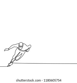 Continuous line Skate runner, Olympic winter games