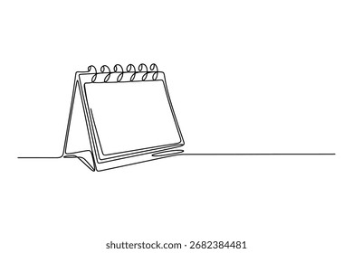 Esboço contínuo de linha de um calendário de mesa - gráfico comercial e de escritório