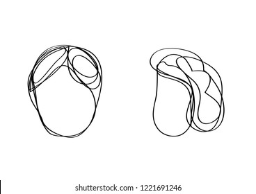 continuous line  sketch drawing of people sign vector eps.10