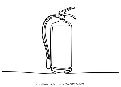 Continuous Line Sketch of a Fire Extinguisher – Security and Protection Graphic
