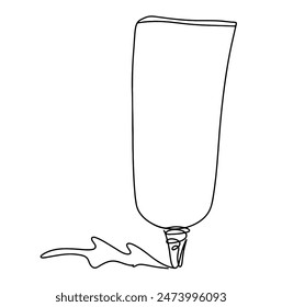 Línea continua de cosméticos para el cuidado de la piel. Ilustración vectorial de Doodle