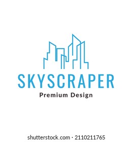 continuous line skyscraper logo design, vector graphic symbol icon sign illustration
