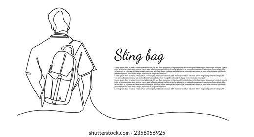 continuous line of sling bags.single line men's sling bags.minimalist lines of men wearing sling bags