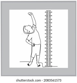 
a continuous line of small children measuring the scale of their growth