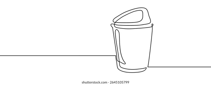 Continuous line, small trash can Simple art lines on transparent background.