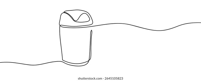 Continuous line, small trash can Simple art lines on transparent background.